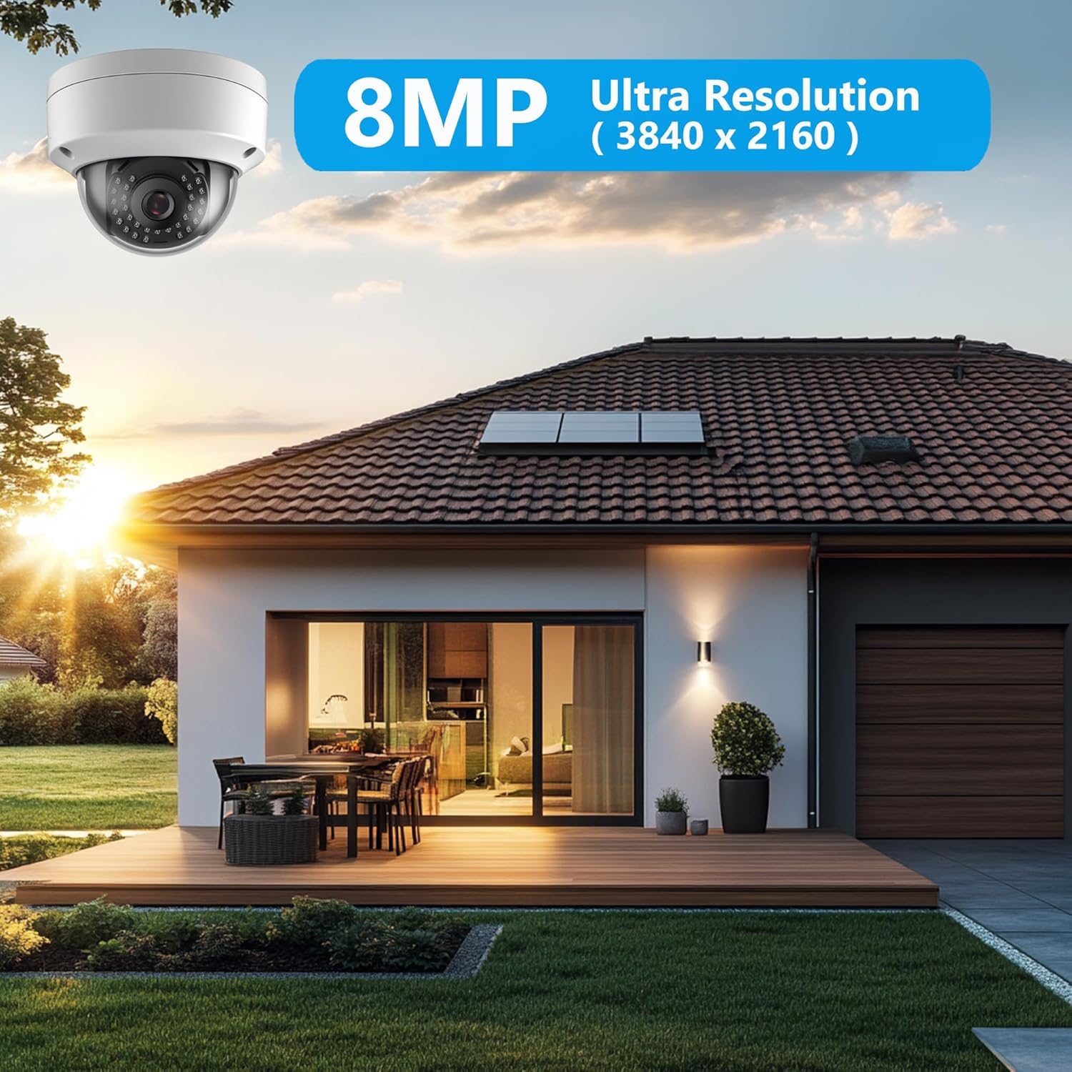 Real HD 8MP 4K PoE IP Security Dome Camera Outdoor 98Ft IR Night Vision, 2.8mm Wide Angle 105° FOV, H.265, Waterproof IP66, Metal Housing IP Camera, NDAA Compliant