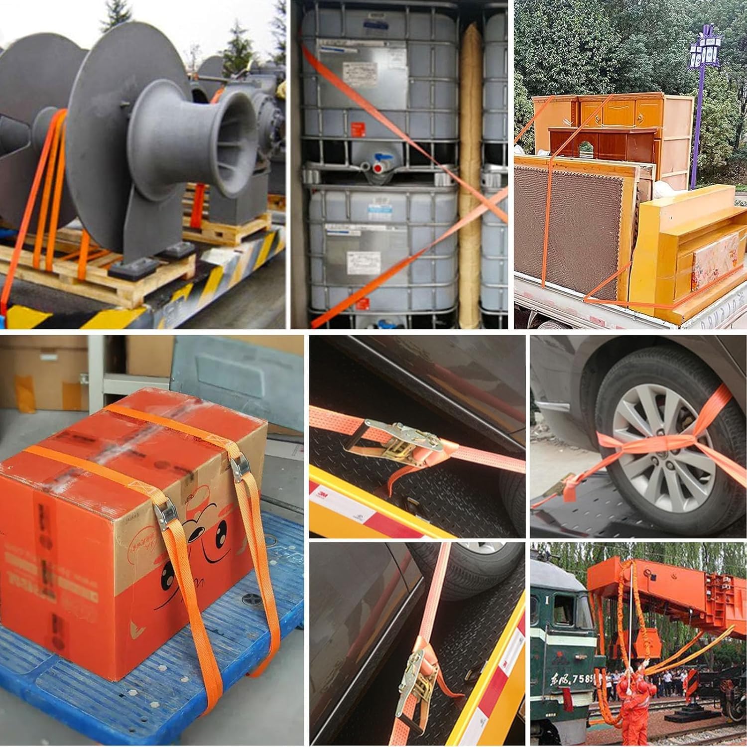 4 Jeux de Sangles à Cliquet 2000 kg - 4M×38MM, Certifiées TÜV GS, DIN en 12195-2, Sangle d’Arrimage, Sangles de Serrage avec Tendeur à Cliquet pour Remorque, Moto, Voiture