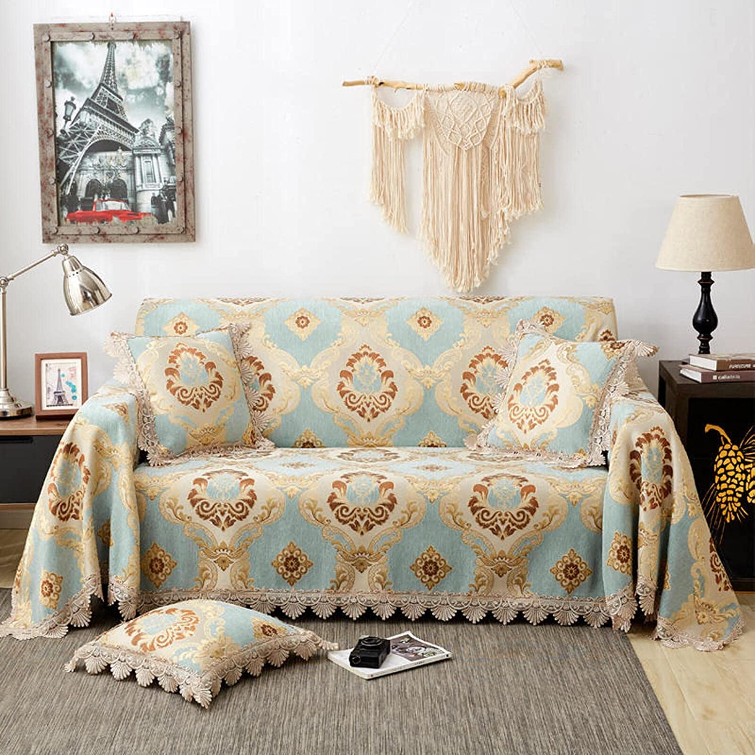 MGEMJMJ Sofa Throw Cover Jacquard Couch Throw Cover Throw Blanket Decorative Couch Furniture Pet Protector Throws Multi-size(Size:180x180cm(71x71inch),Color:B)