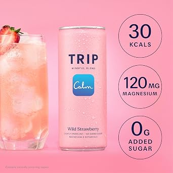 TRIP Calm Magnesium Drink, Alcohol Free Mocktail, Wild Strawberry, 12pack