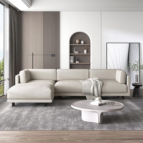 WOXYX Upholstery Convertible Sectional Sofa Set, Modern L Shaped 4-seat Couch with Reversible Chaise,Beige