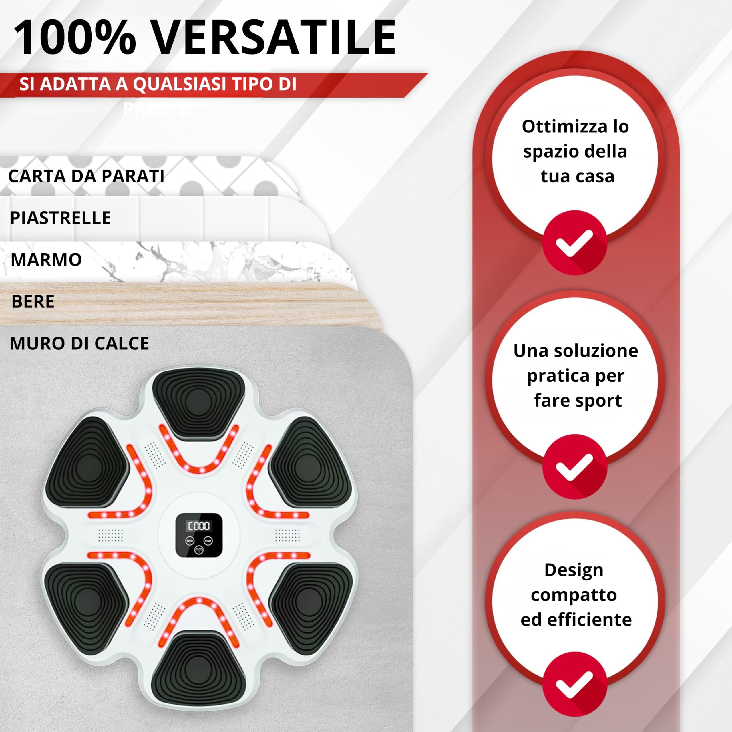 Arcanix - Macchina da Boxe Musicale da Parete | Music Boxing Machine con Bluetooth, Luci LED e 9 Velocità | Guantoni Inclusi | Allenamento Cardio, Riflessi e Coordinazione per Adulti e Bambini