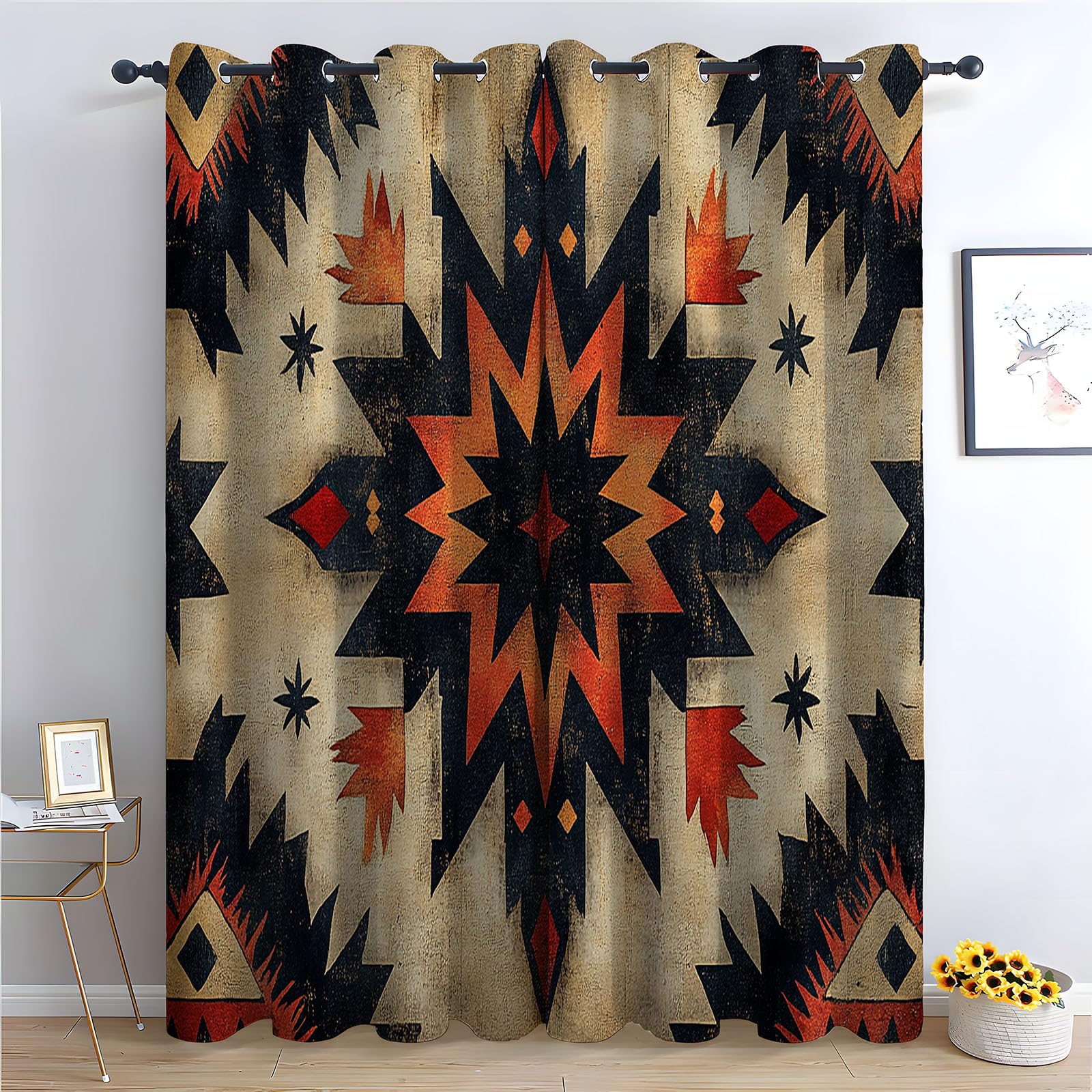 Rideaux de cuisine motif géométrique étoile ethnique pour une ambiance chaleureuse