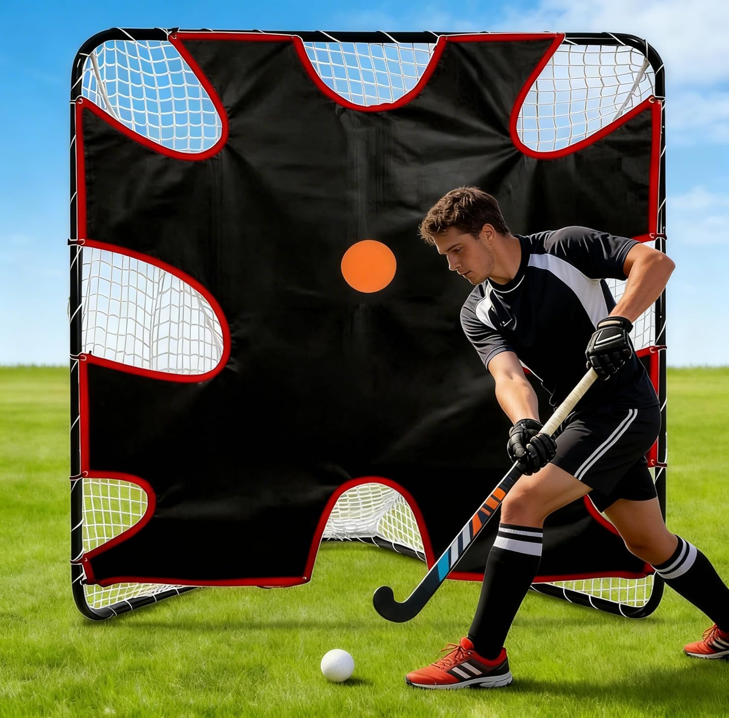 Lacrosse Shooting Target – Portable 6x6FT Target Cloth with 8 Hitting Zone for Corner Practice - Fit Lacrosse Goal Outside Backyard Training Boys Gifts