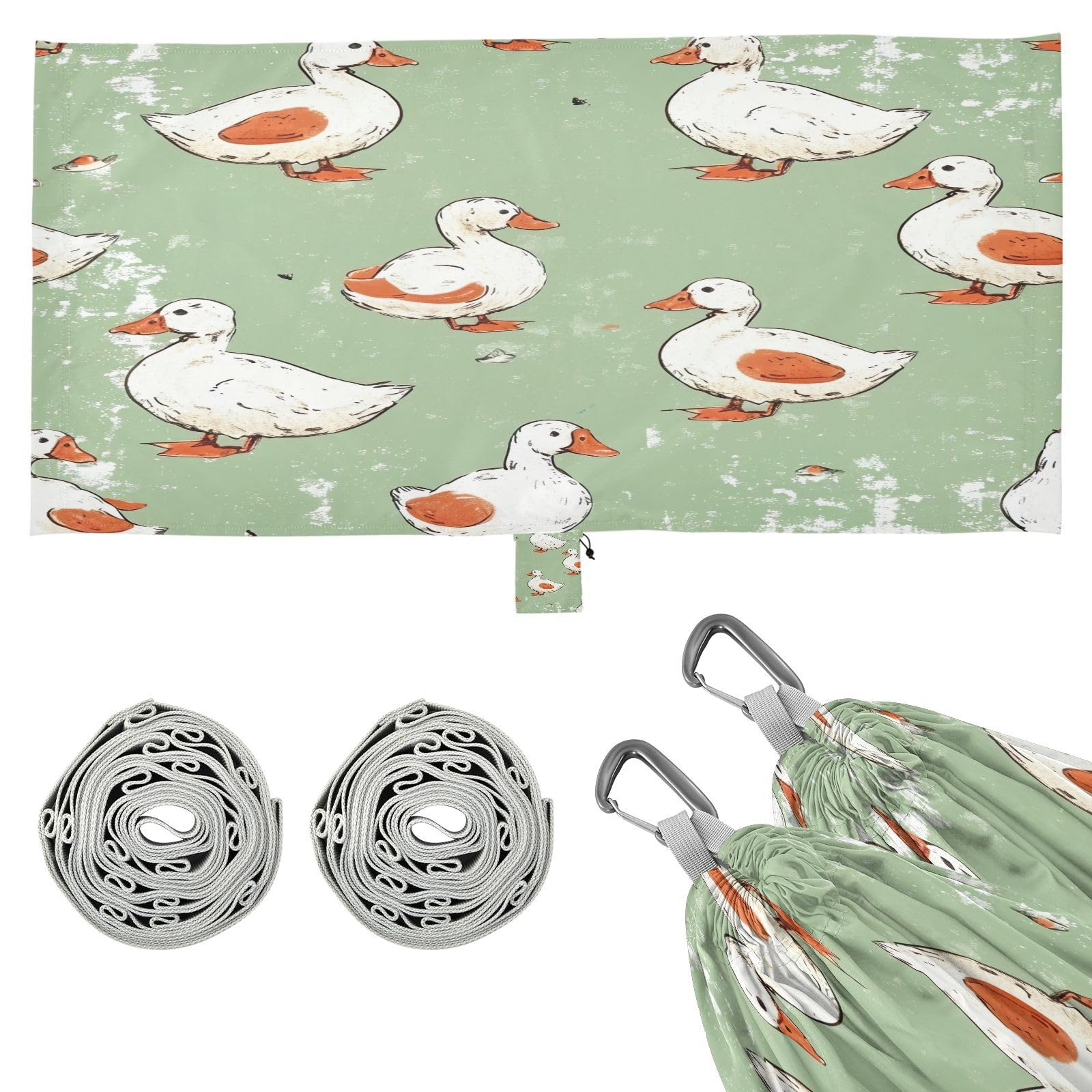 ATTX Cute Ducks Camping Hammock - Lightweight & Portable Hammocks, Heavy Duty 330lbs Capacity for Indoor, Hiking, Backpacking, Travel, Backyard, Beach#463