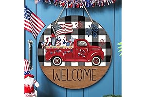 4th of July Rustic Patriotic Welcome Sign Decoration
