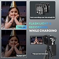 Vista 4 de Cámara de video 2.7K Camcorder QHD 50MP Cámara de YouTube para Vlogging Webcam Zoom digital de 16X con tarjeta SD de 32G Pantalla de rotación de 270