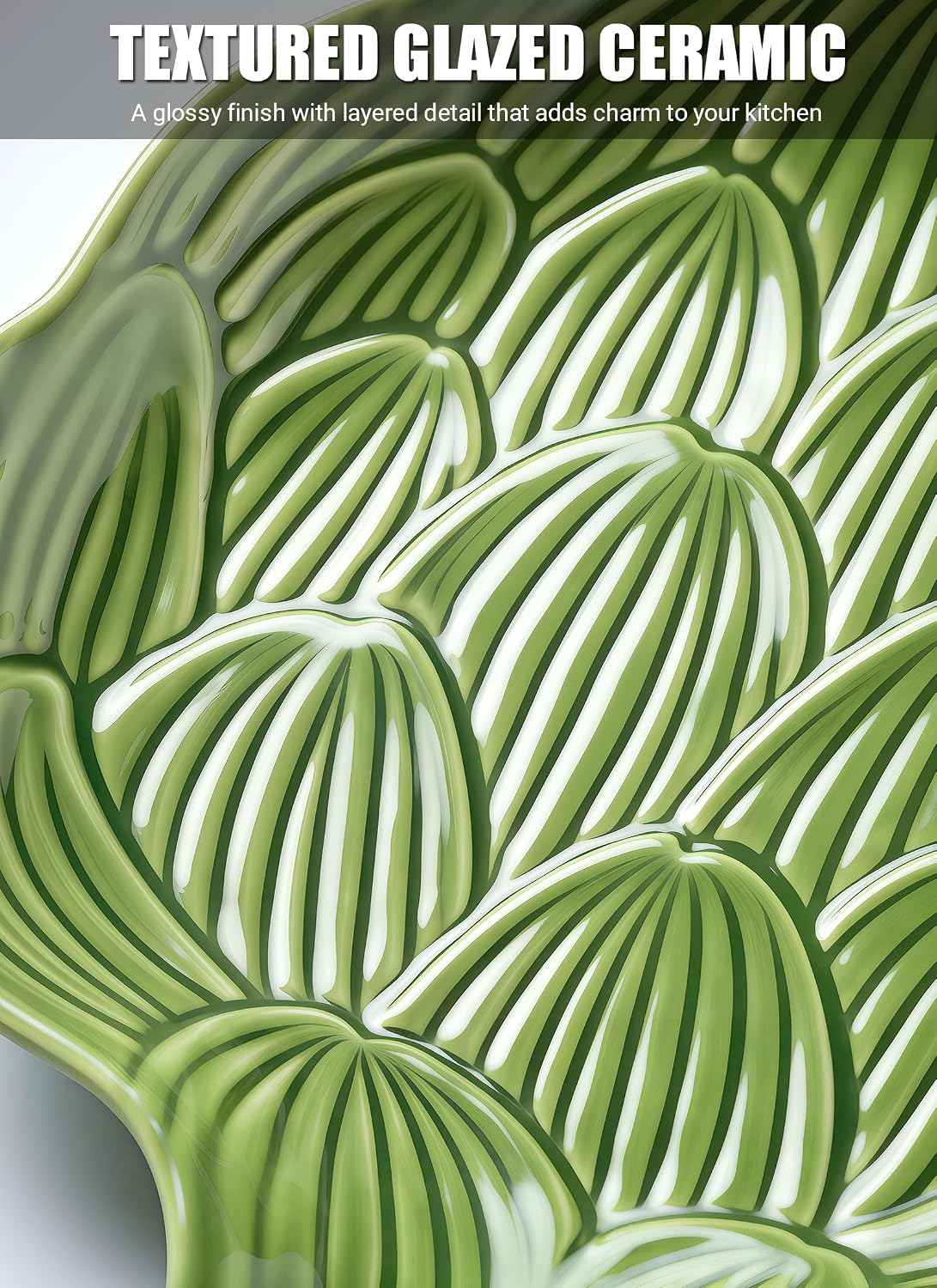 Green Leaf Ceramic Spoon Rest for Stove Top, Kitchen Counter Spoon Holder
