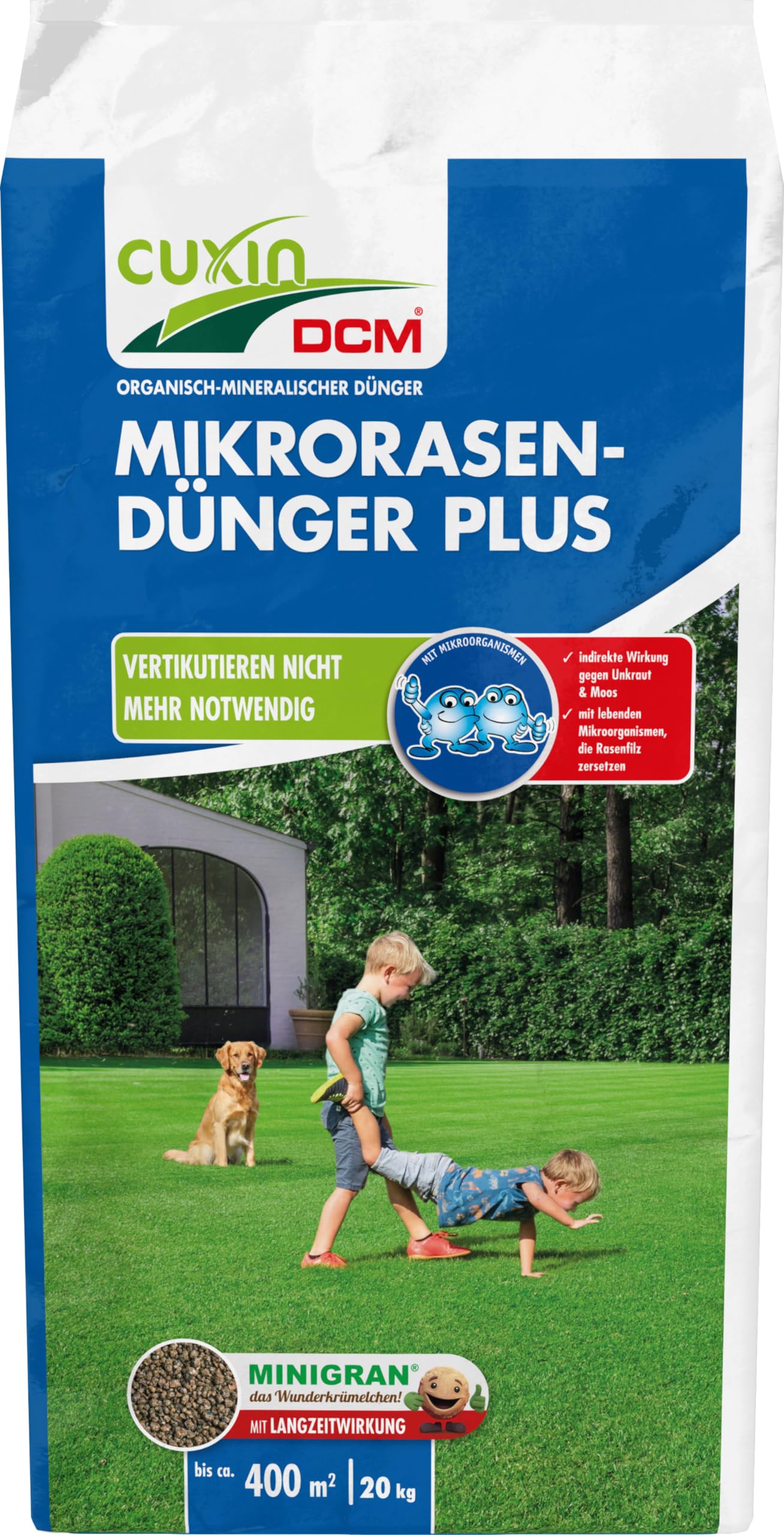 Cuxin Dcm Mikrorasen-Dünger Plus 20 kg Fertilizzante per Prato Anti Muschio Fertilizzante Lunga Durata