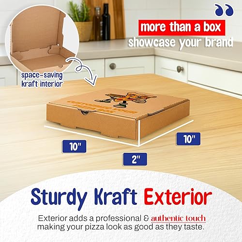 Miniatura 8 de MT Products Caja de pizza de cartón blanco de 10 x 10 x 1.75 pulgadas, cajas de pizza vacías con flauta B corrugada (paquete de 10)  Fabricado en