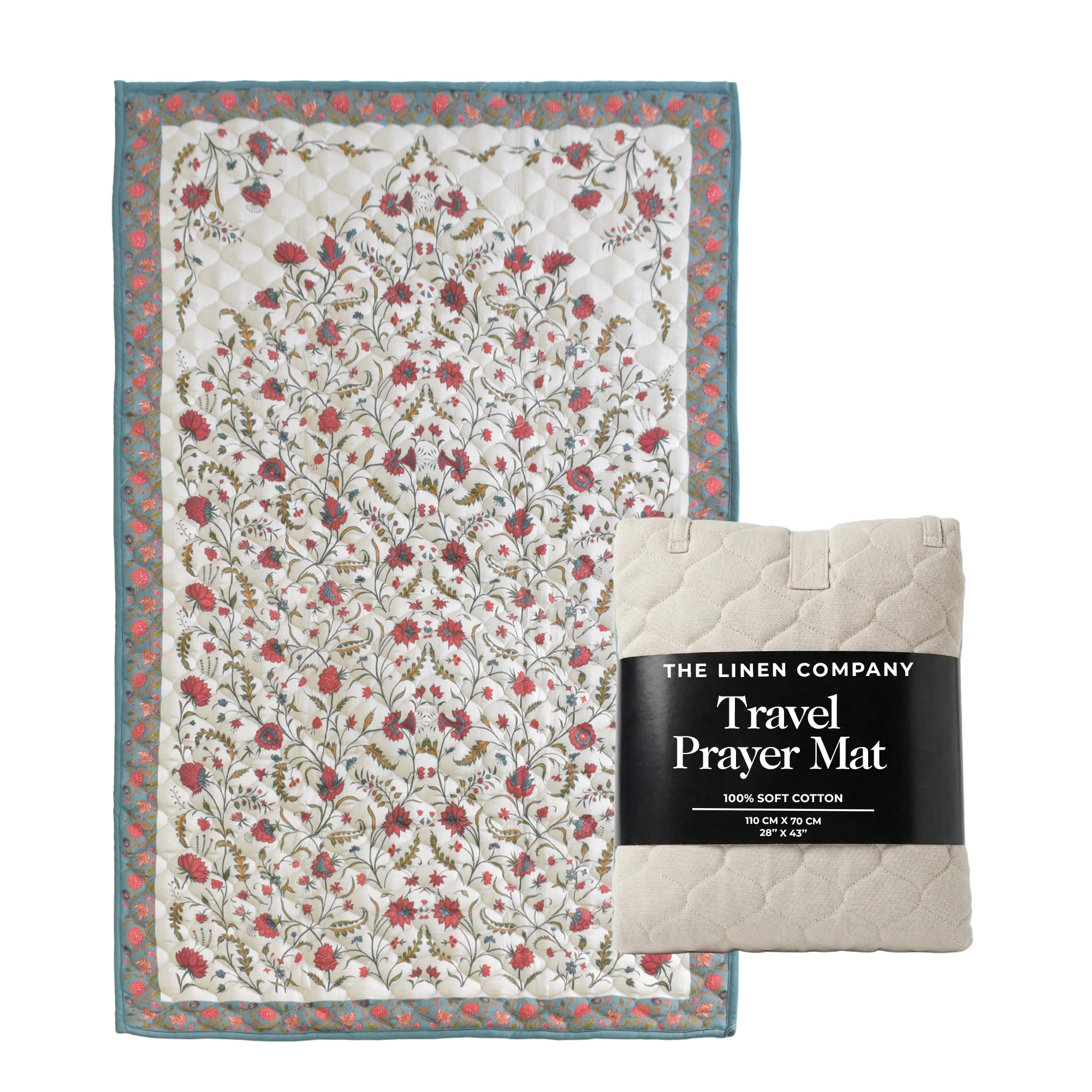 Foldable Travel Prayer Mat – 100% Soft Cotton, Double-Padded Muslim Prayer Mat for Home, Office & Mosque – Machine Washable – Ideal Islamic Gift for Hajj, Umrah, Ramadan & Eid – Samarkand Design