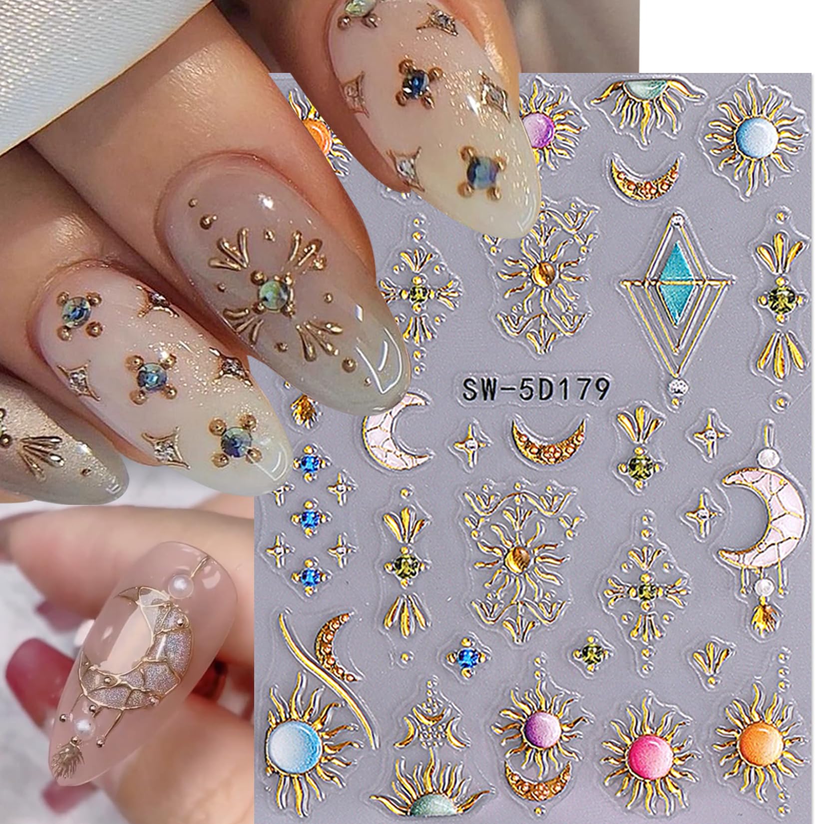 Sun Nail Stickers - Bohemian Nail Art Decals -4