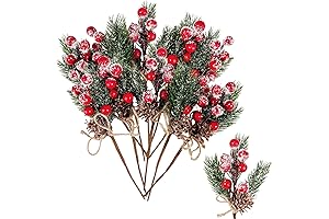 10PCS Flocked Pine Stems for Christmas Decorations
