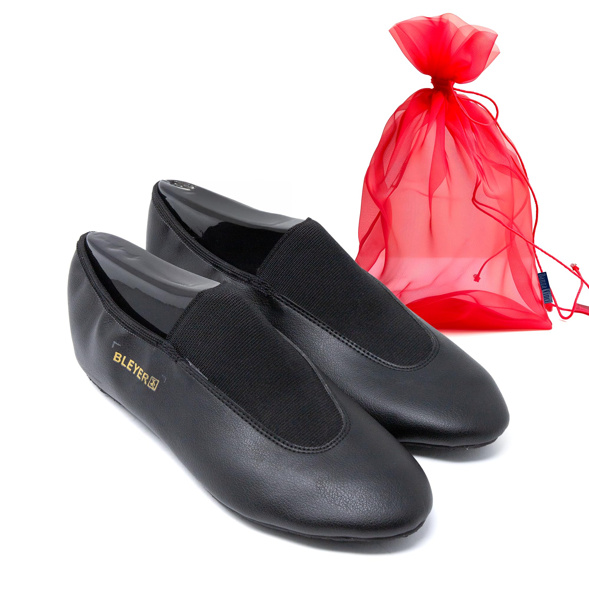 Bundle Bleyer Voltigierschuhe 3843 Volti-Profi mit Schuhbeutel, Gymnastikschuhe aus Soft-Microfaser für Kinder und Erwachsene, Schläppchen rutschfest