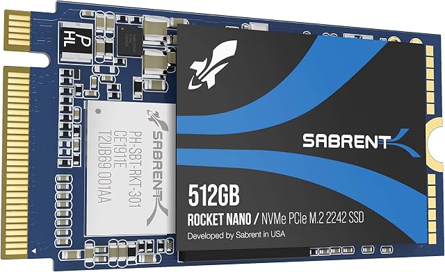 Sabrent 512GB Rocket NVMe PCIe M.2 2242 DRAM-less Low Power Internal High Performance SSD (SB-1342-512)