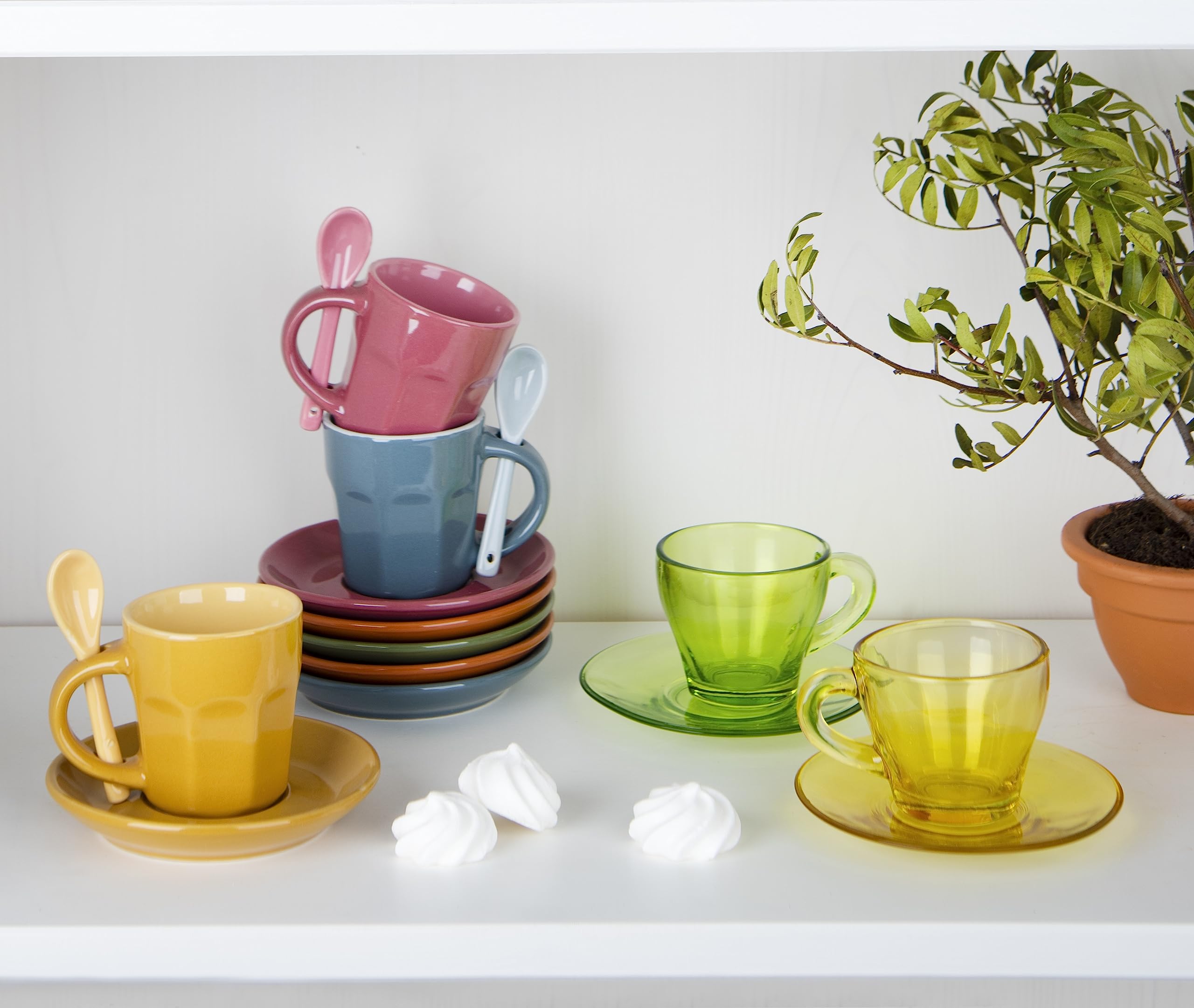 Excelsa Abbraccio Lot de 6 Tasses à café, céramique, Multicolore, 5,5 x 5,5 x 6,5 cm, 1,47 kg