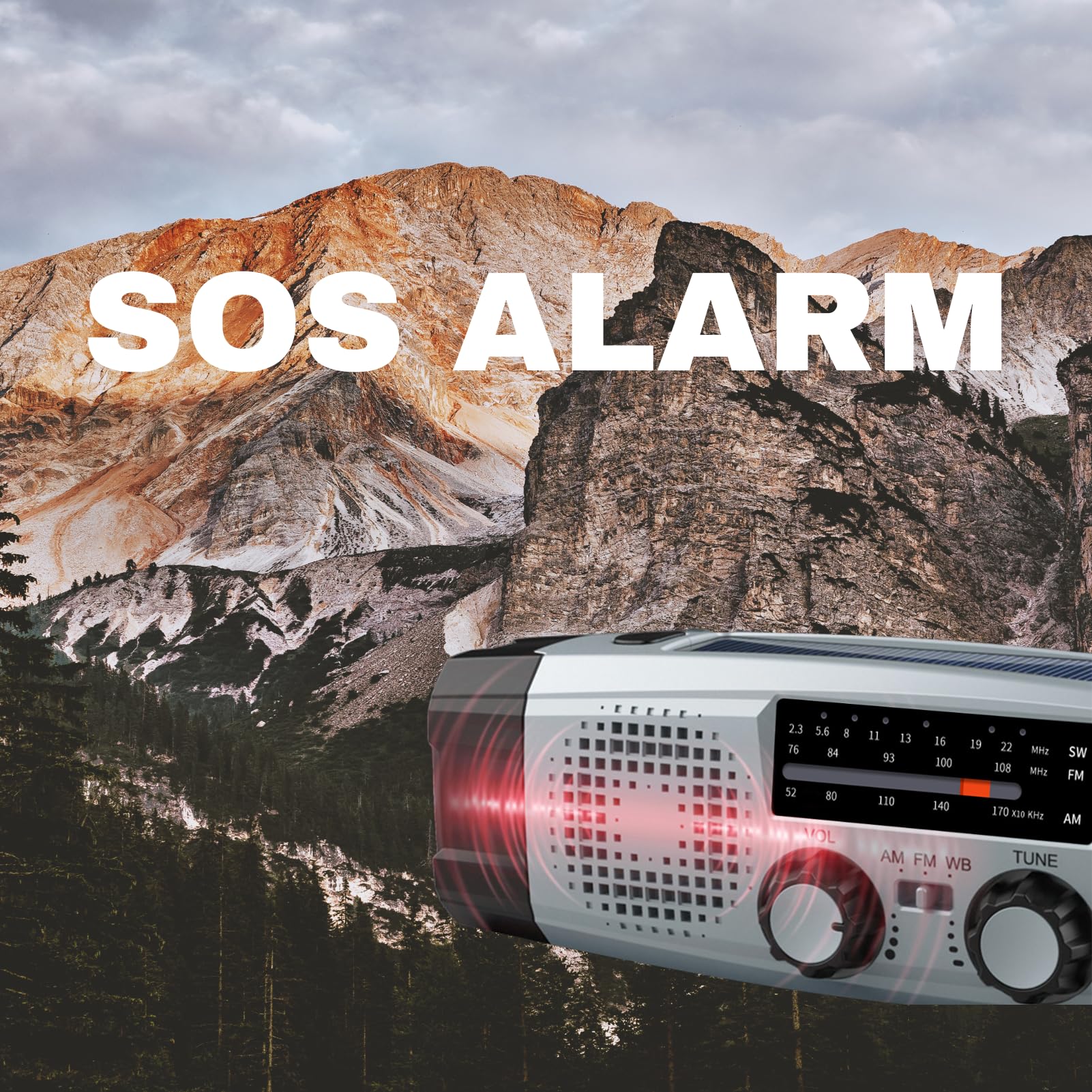 Radio de Emergencia Portátil Radio de Manivela con Linterna LED Alarma SOS Am FM 2000mAh Power Bank USB para Acampada Invernal Emergencias Invernales Regalos Unisex