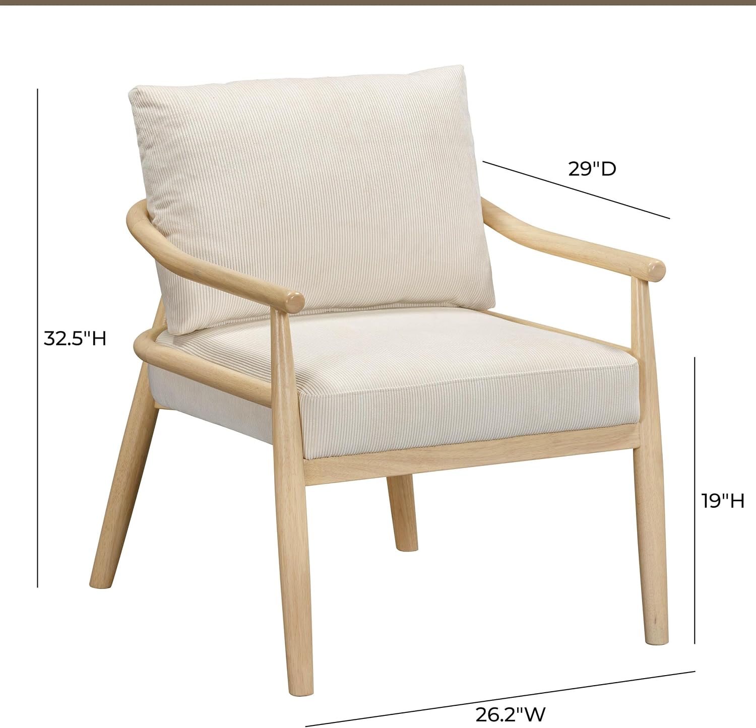 Tov Furniture Dixie Cream Chenille Velvet Accent Chair