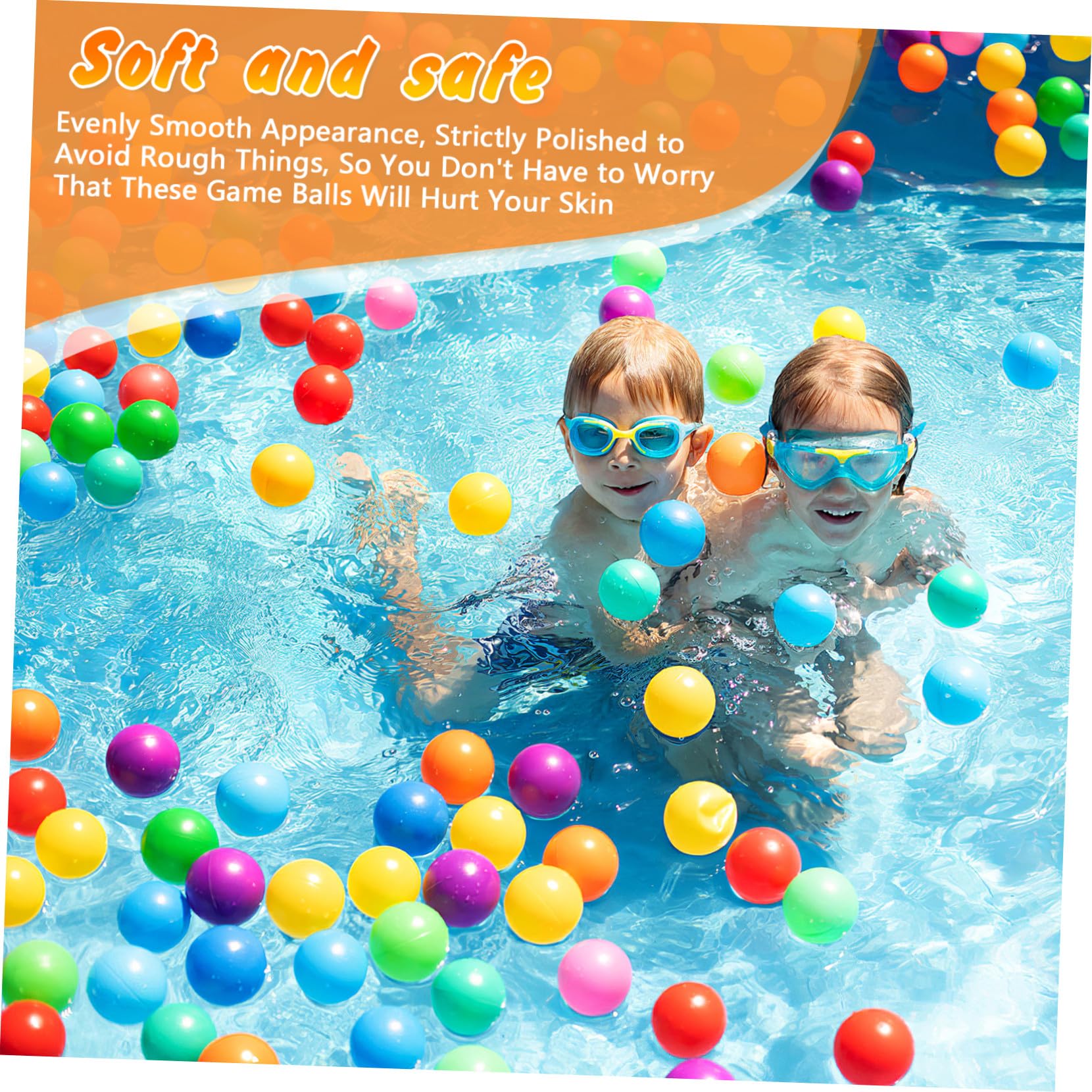 TOYANDONA Balones de Juego Redondas 100 Piezas de Plástico para Niños | Piscina de Bolas y Sala de Trampolín, Uso en Boxes y Fiestas, Coloridas Color Aleatorio