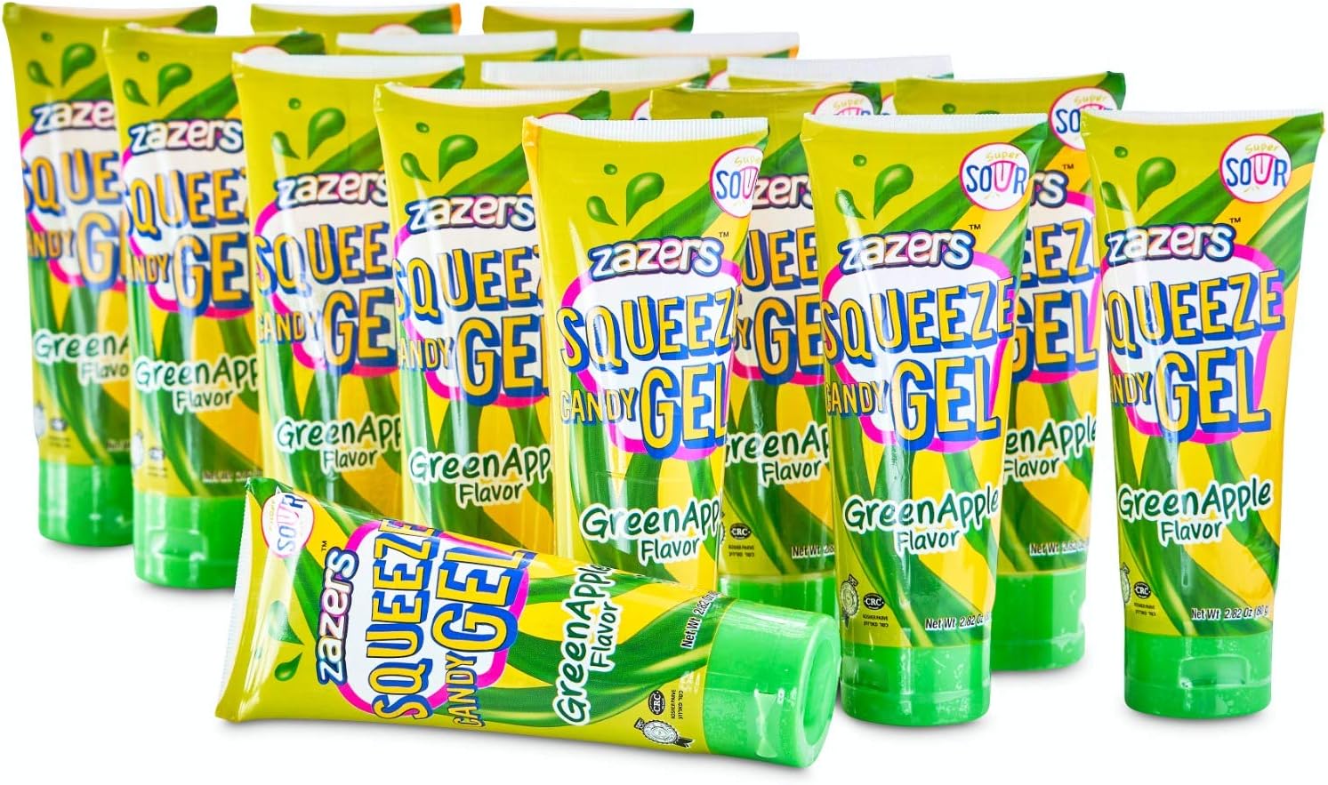 Slime Sour Lickers Squeeze Gel Candy - 16 Pack Green Apple Flavor, Great Novelty Gel Candy for kids and adults, Party Favors (Kosher 2.82 OZ each))