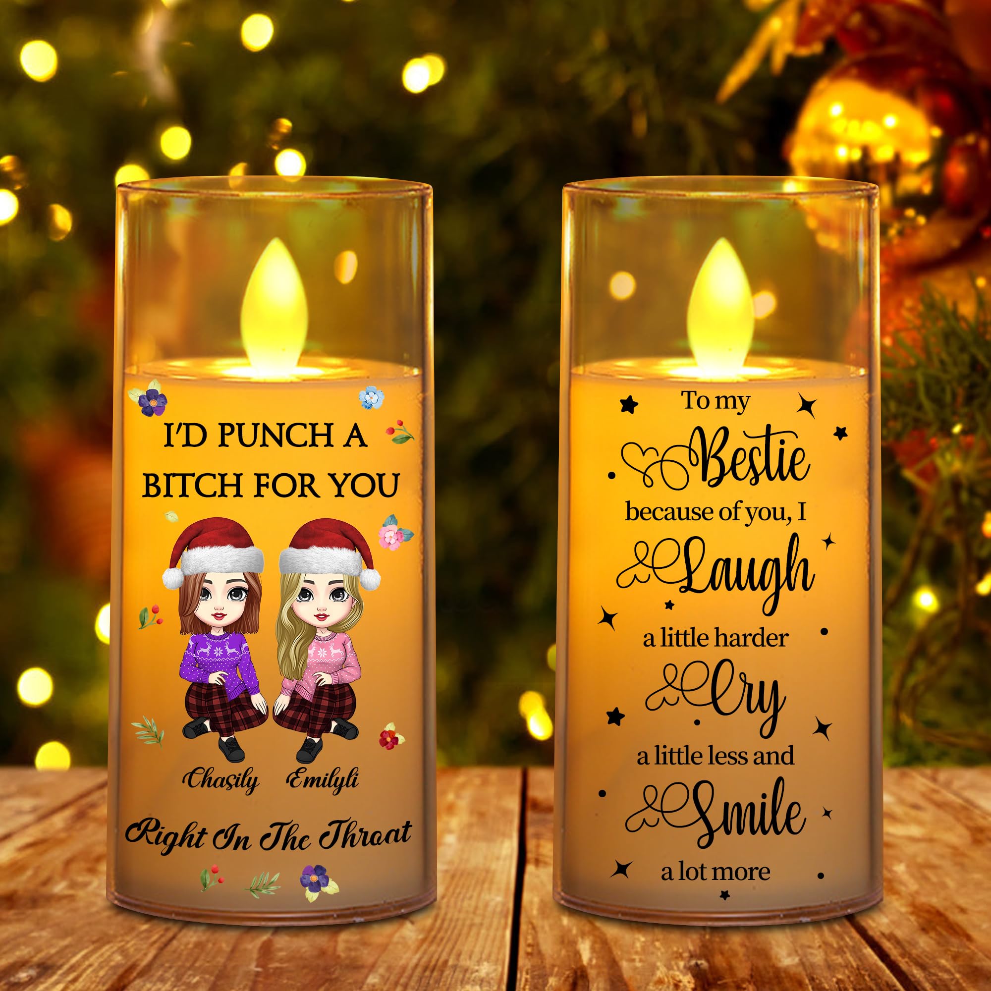 MHJUFGD Personalised to My Besties Candle Lamp Custom Name Funny Friendship for Women Decoration Gift for Friend Besties Sister Christmas Birthday (Style 14)