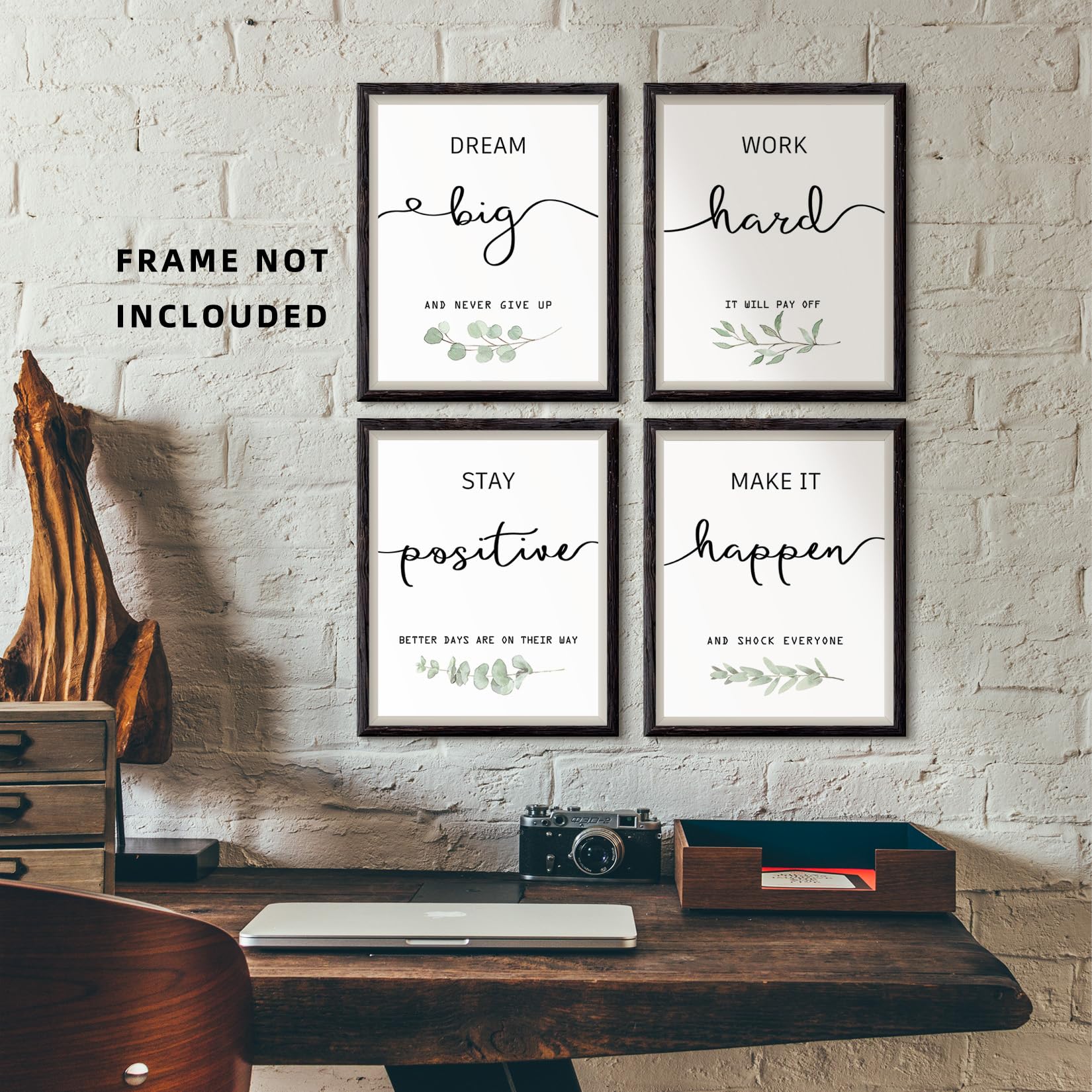 Office Decor Poster 8x10 Canvas Prints Unframed Set of 4, Wall Art Prints for Bedroom, A/ Dream, 8x10 inches - Image 2