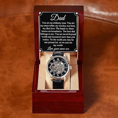 Miniatura 2 de To My Dad Openwork Watch, Watch Gift for Dad from Daughter, Son to Dad Gift, Father's Day, Dad Birthday Gift, The Men's Openwork Watch with Mahogany