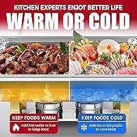 Vista 6 de IMACONE Juegos de Recipientes Calentadores de Buffet (Chafing Dish) de 2 Piezas, 8 Cuartos de Galón de Acero Inoxidable Rectangulares Chafers
