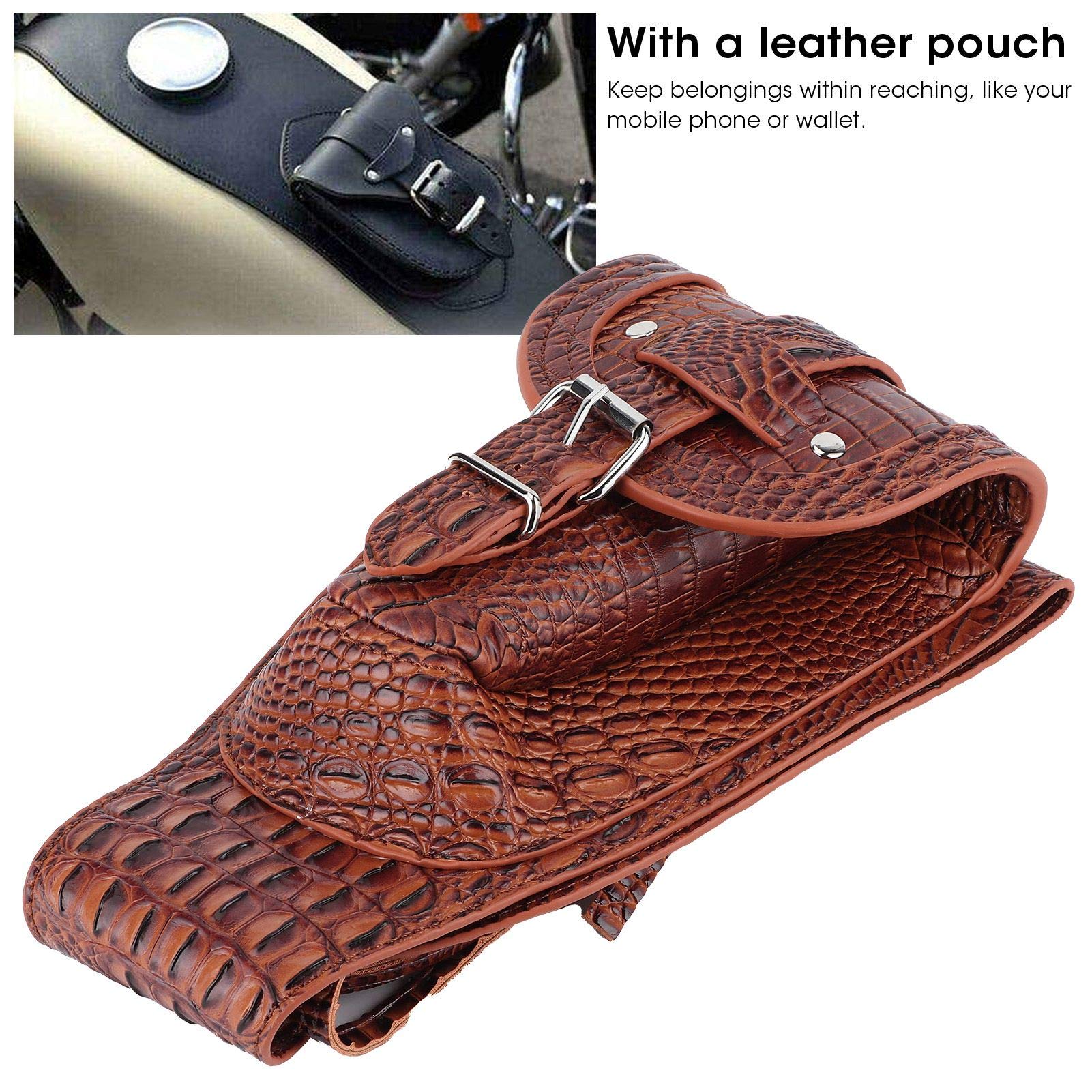 Pokrywa zbiornika paliwa motocykla Torba pokrywa paliwa Torba motocyklowa PU Skóra Pokrywa zbiornika paliwa gazowego Panel Pad Śliniak z etui Torba panelowa Torba na (braunes Krokodil)