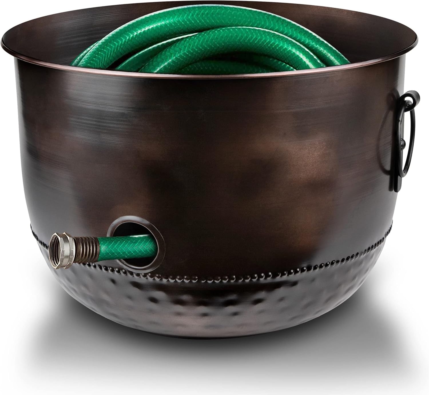 LifeSmart Garden Hose Holder Pot Storage with Lid 16x16x11.5" for Yard, Indoor & Outdoor Use - Water Hose Container, Handmade, Bronzed Mocha Simple Sanctuary