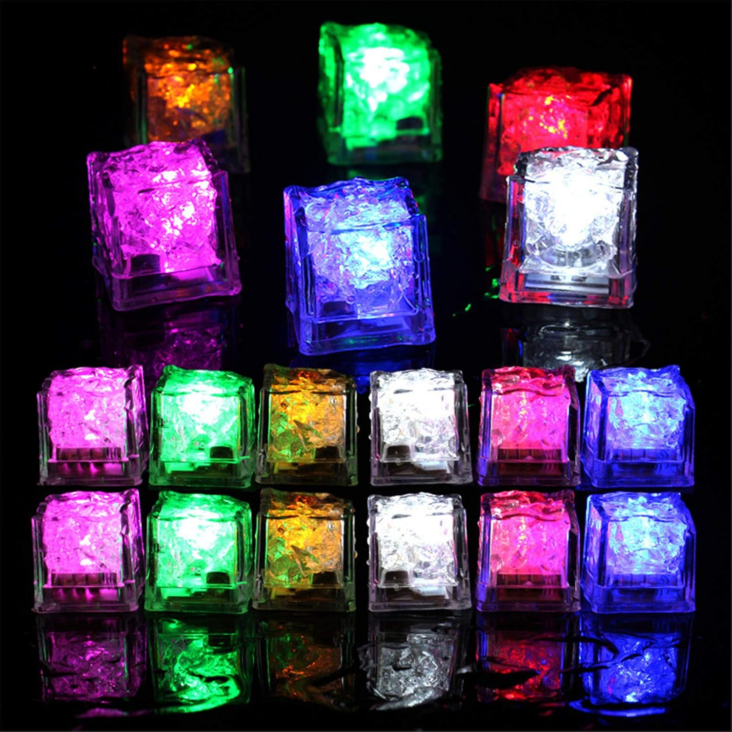 Emivery Waterproof LED Ice Cubes, 48 Pack MultiColor Light up LED Ice Cubes for Bar Club Drinking Party Wine Wedding Decoration