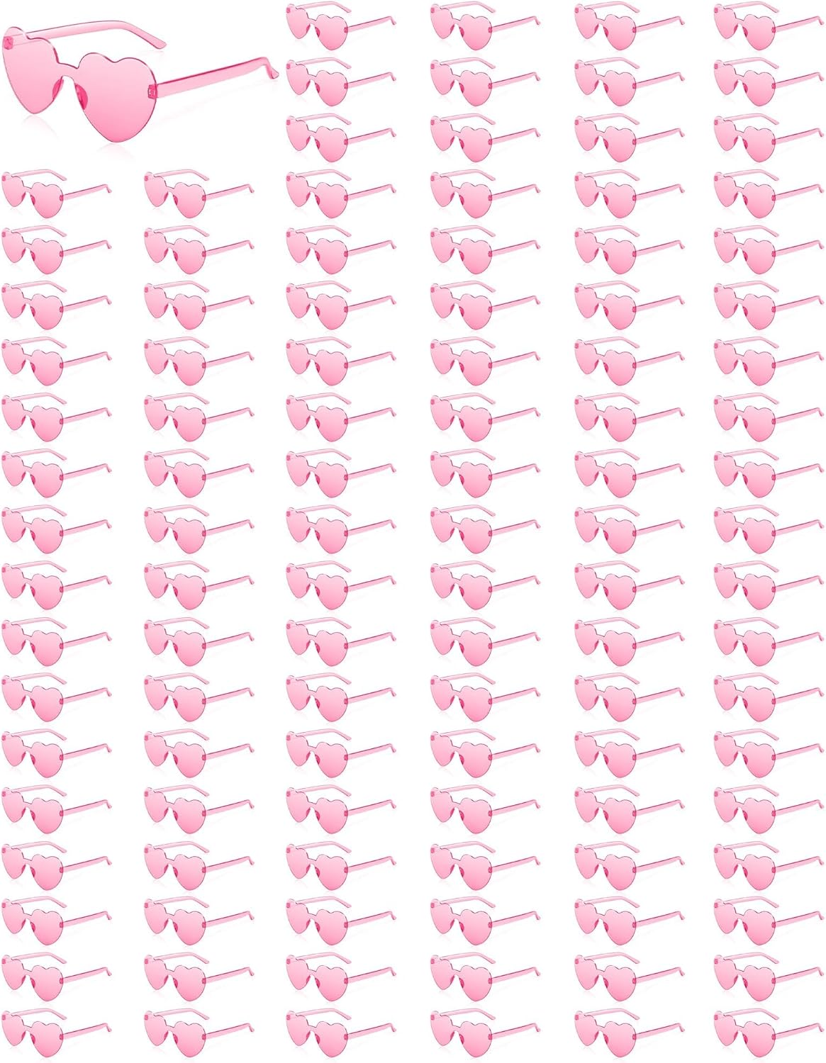 SUNYIWJIE 120 Pairs Heart Sunglasses for Women Bulk Transparent Pink Heart Shaped Sunglasses Bachelorette Party Glasses Fun Glasses for Party Favor to Add A Splash of Fun And Style