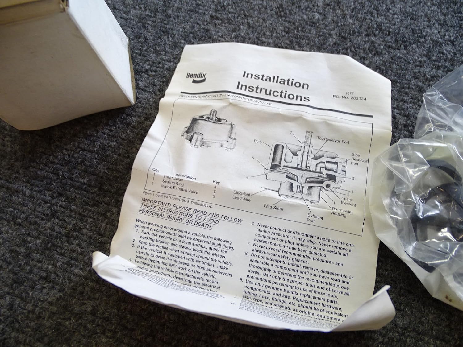 Bendix Genuine Bendix Drain Valve Maintenance Kit - 282134