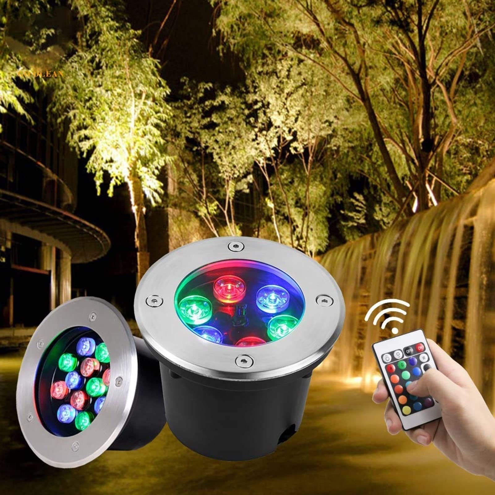 Wodoodporna lampa podłogowa IP68 - Fontanna RGB - Zewnętrzny reflektor wpuszczany, oświetlenie ogrodu krajobrazu, oświetlenie krajobrazu niskiego napięcia 12 V, do ogrodu, na zewnątrz, staw (kolor: RG