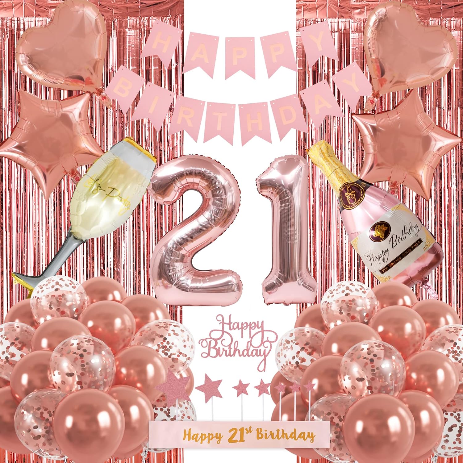 RUBFAC 21st Birthday Decorations for Girls, Rose Gold Sweet