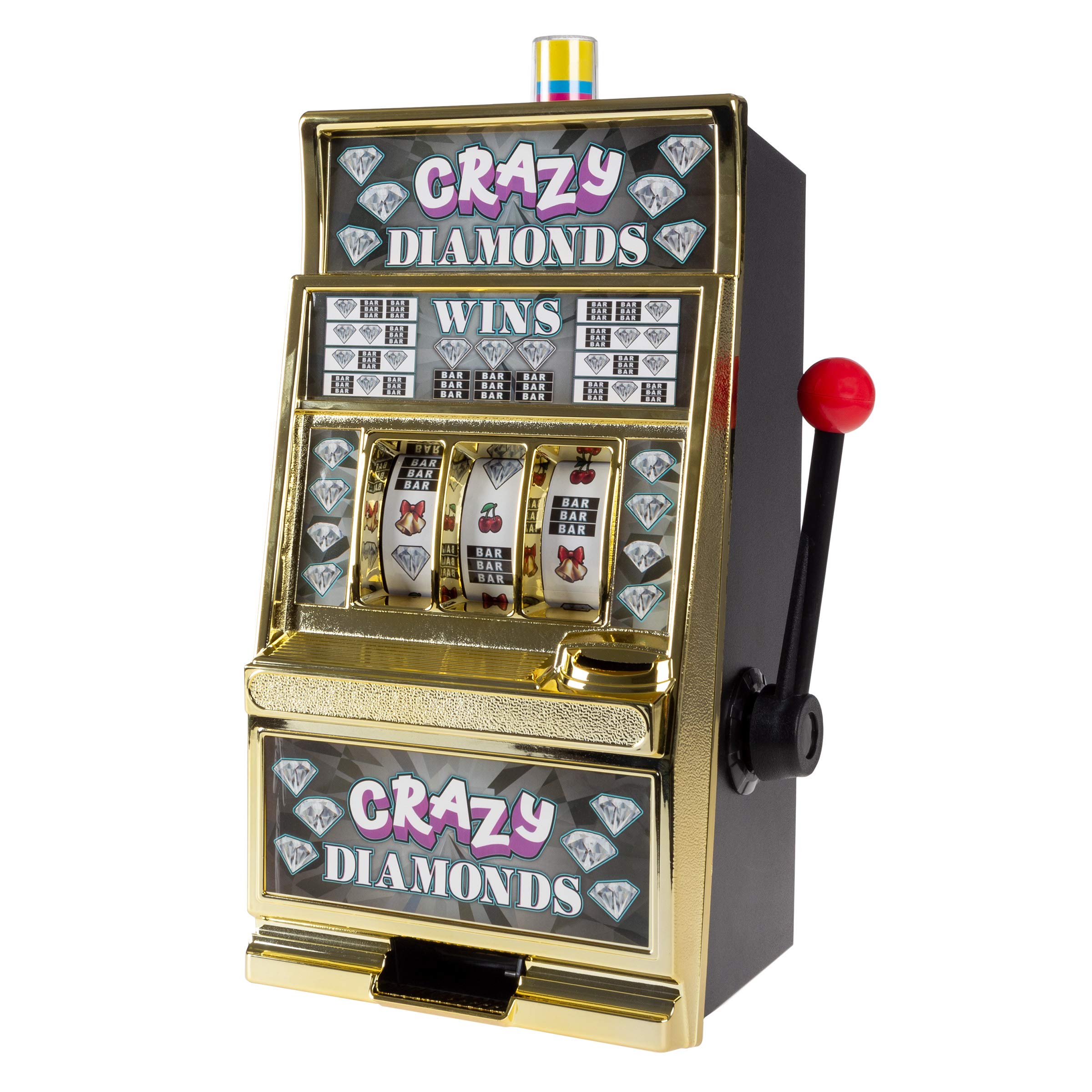 Trademark Gameroom Slot Machine Coin Bank – Electronic Realistic Mini Table Top Novelty Casino Toy w