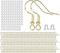 Vista 8 de MENKEY Ganchos para aretes mixtos de ley 925, 120 piezas/60 pares, cables de oreja para hacer joyas, piezas hipoalergénicas con 120 tapones