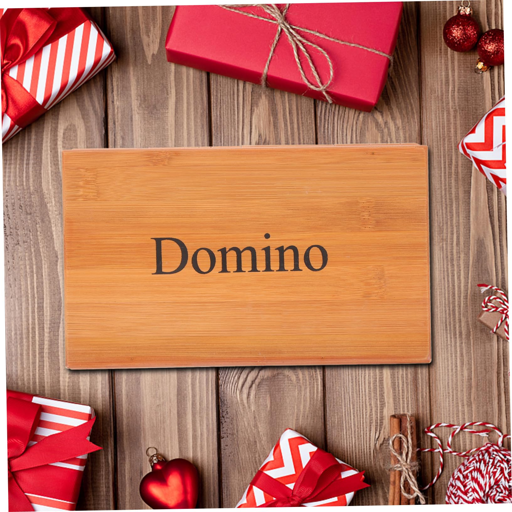 VANZACK Jeu de Dominos Rétro en Bambou Beige Étui de Rangement, Jeu de Société Interactif pour Intérieur et Loisirs en Famille, Coordination Main-œil