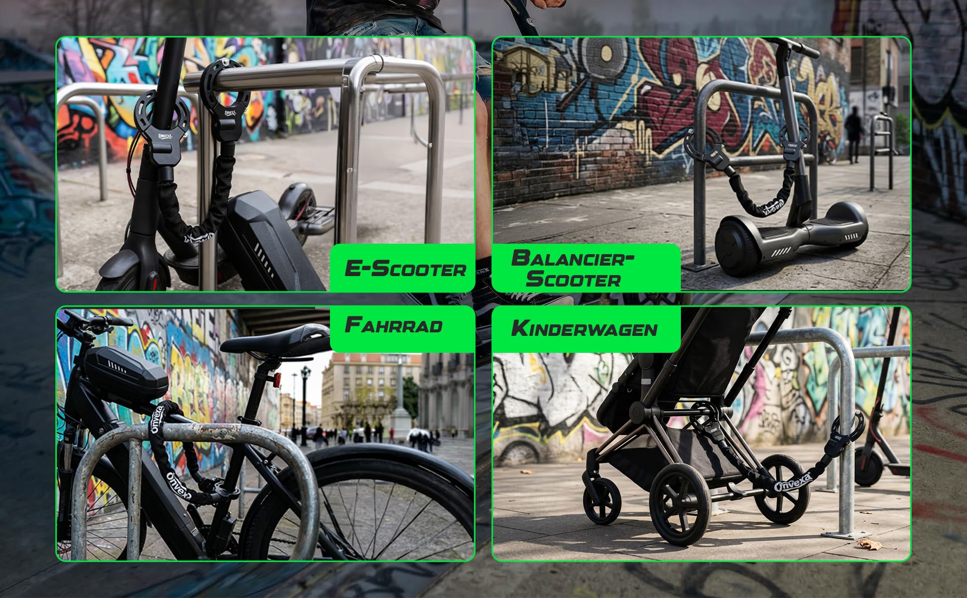 90cm Handschellenschloss mit Tasche für E-Bikes und Fahrräder, Gehärteter Stahl, Diebstahlschutz für Rahmen, Laufrad und Akku mit Aufbewahrungs-/Transportbox