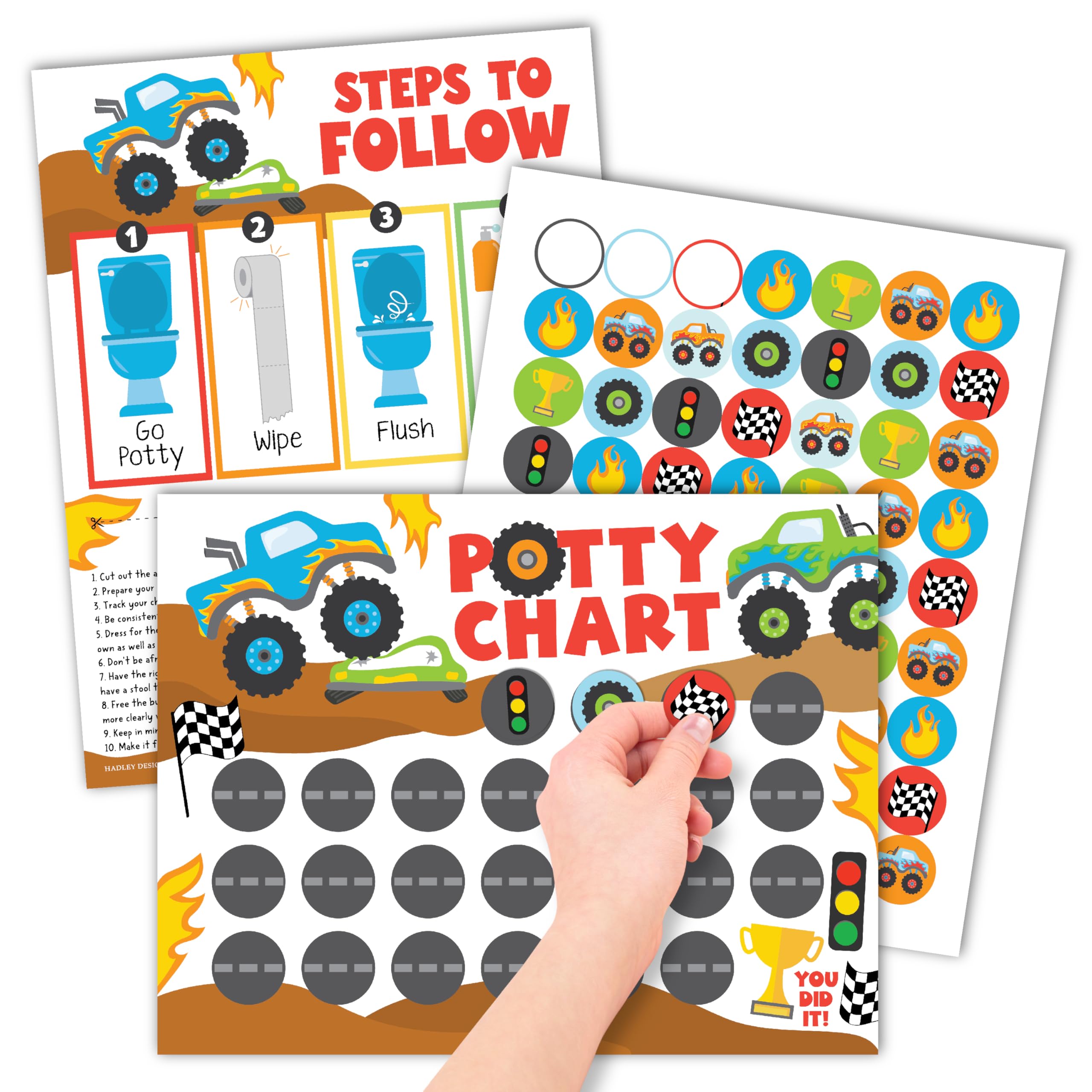 Truck Potty Training Chart for Toddlers Boys - Sticker Chart for Kids Potty Training Chart for Toddlers Boys, Potty Sticker Chart for Toddlers Boy, Potty Rewards