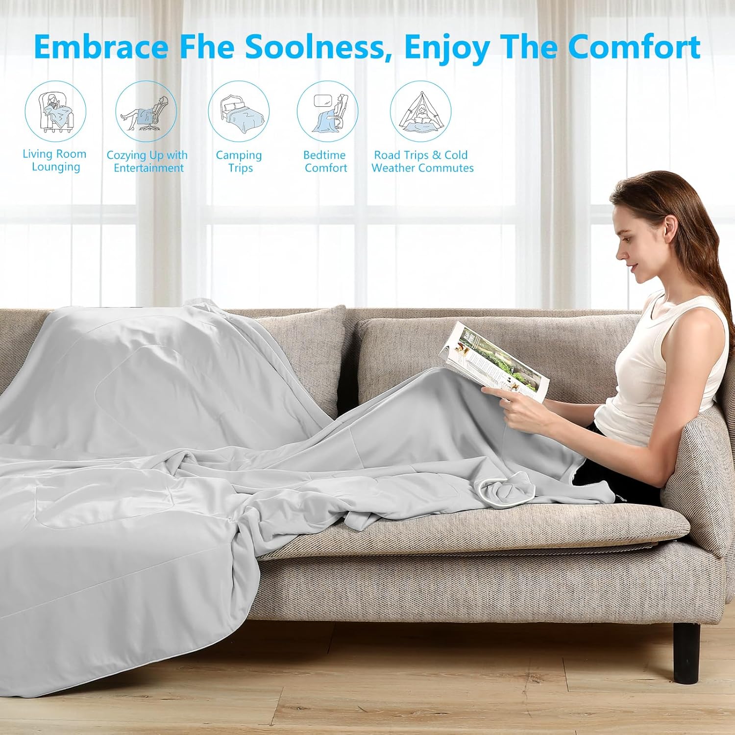 Cooling Blanket, Cooling Comforter King Size - Hypoallergenic, Soft & Lightweight Summer Quilt for Hot Sleepers, King/Cali King Size Bedding (106"x90", Green), Machine Washable