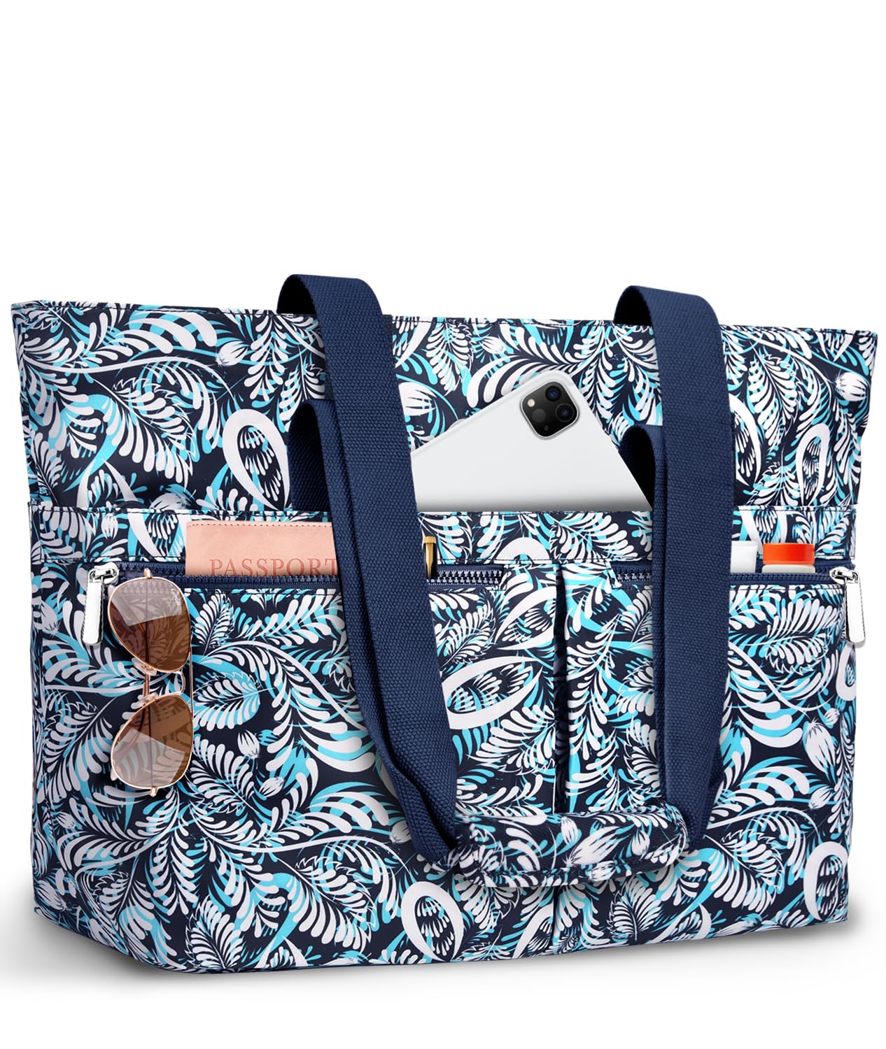 ENONEO Strandtas voor dames, groot, XXL, familiestrandtas met ritssluiting, waterdichte reistas, opvouwbaar, shopper, tote bag voor strand, winkelen, reizen, sauna, Groen Flamenco, 45L