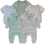 Ruliby Newborn Baby Romper 5 Pack Ribbed Bodysuit One-Piece Outfit Clothes Layette Sets 0-12 Month