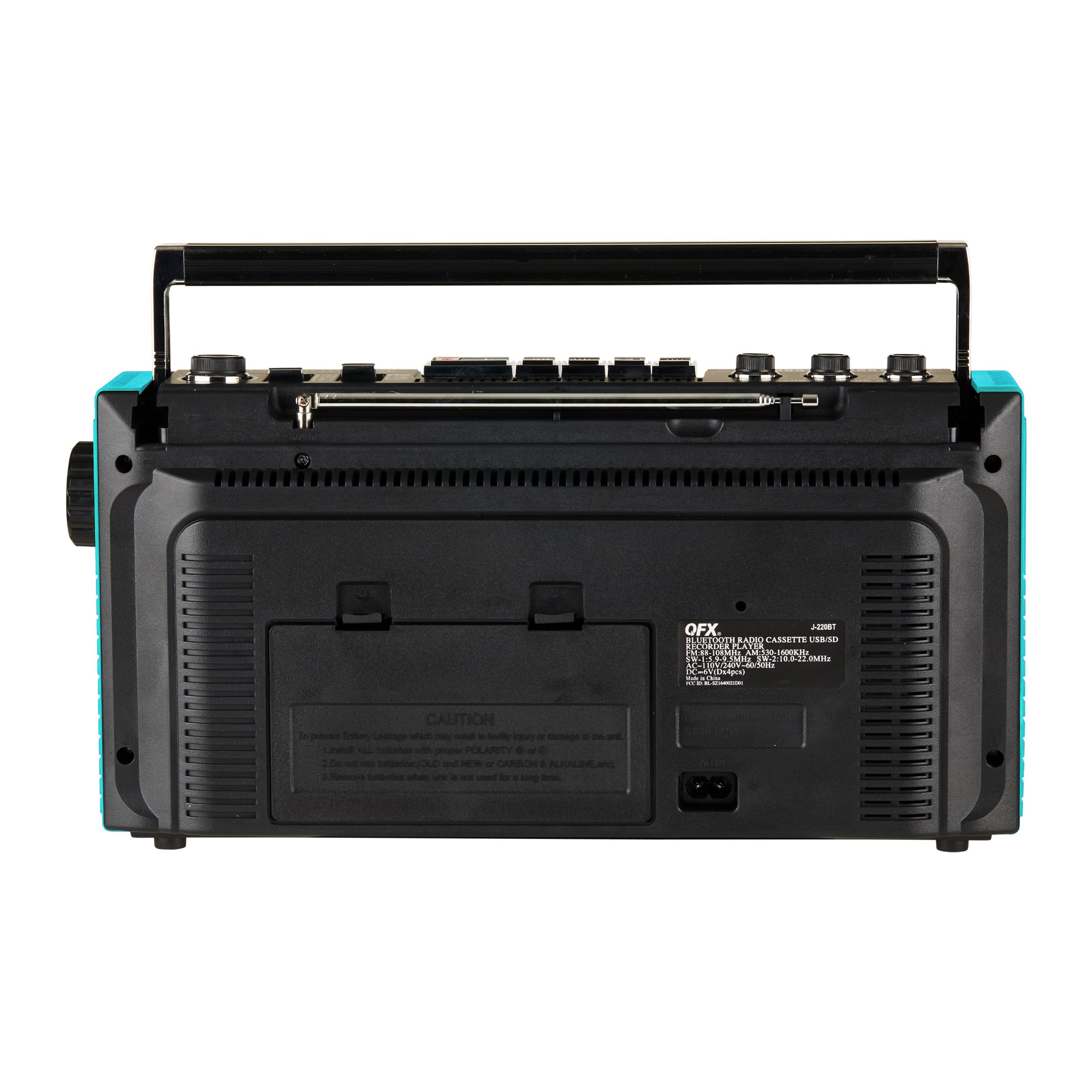 Amazon.com: QFX J-220BTTQ Aqua Turquoise Boombox MP3 Conversion