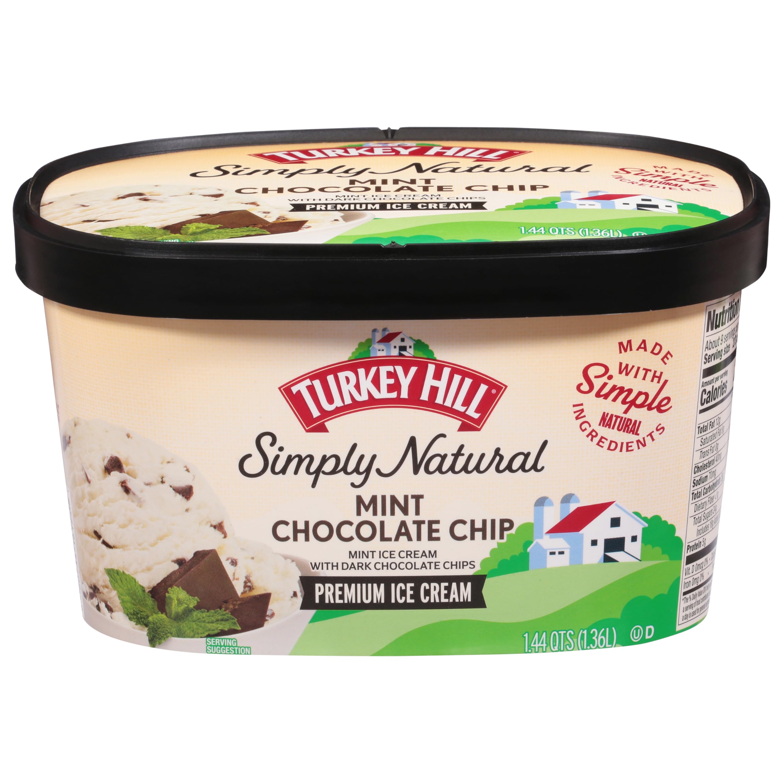 Turkey Hill, All Natural Mint Chocolate Chip Ice Cream, 46 Fl Oz