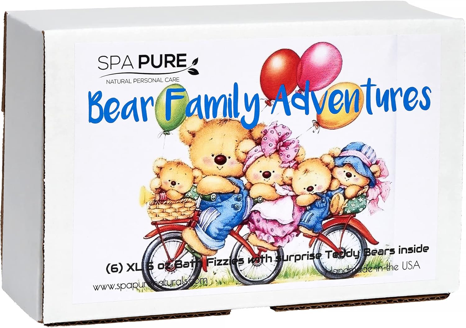 Bath Bomb Fizzies with Surprise: 6 Bear Family Toys Inside Bath Bombs, Huge Balls (5 oz) Safe, Great for Bubble Baths, Perfect for Little Girls and Boys (6 Count) Pack of 1