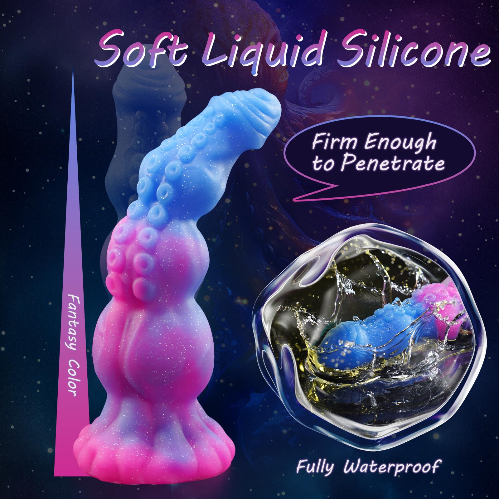Monster Dildo Adult Sex Toys - 10" Big Fantasy Anal Plug with 3 Dog Knots & Tentacle, Luminous Silicone Strong Suction Cup, G-Spot Thick Dildo Gay Sex Toys for Women Couple