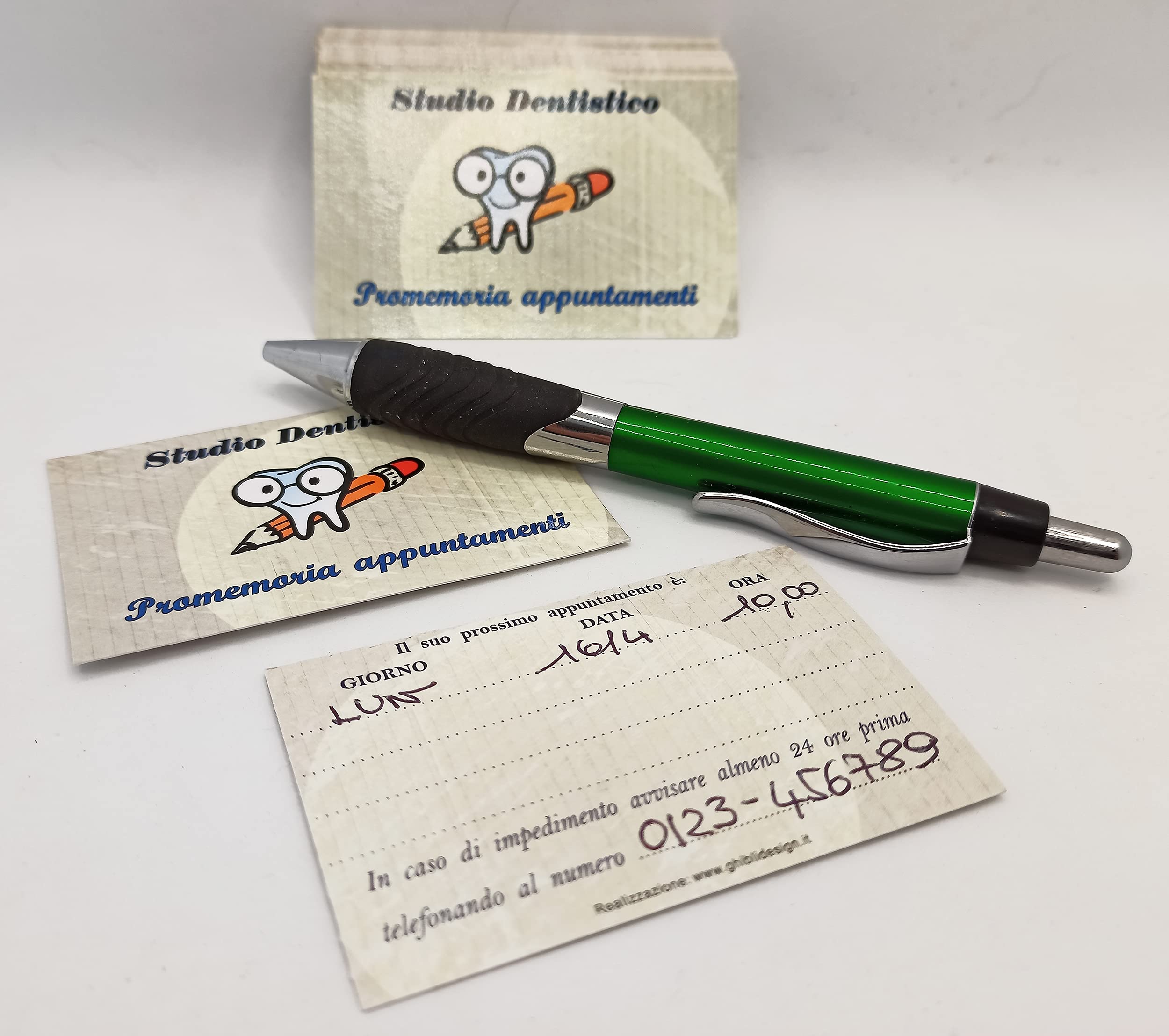 GHIBLI 500 Biglietti Appuntamento Dentista – Tessere Promemoria Pazienti Studio Odontoiatrico 4 Righe Giorno Data Ora