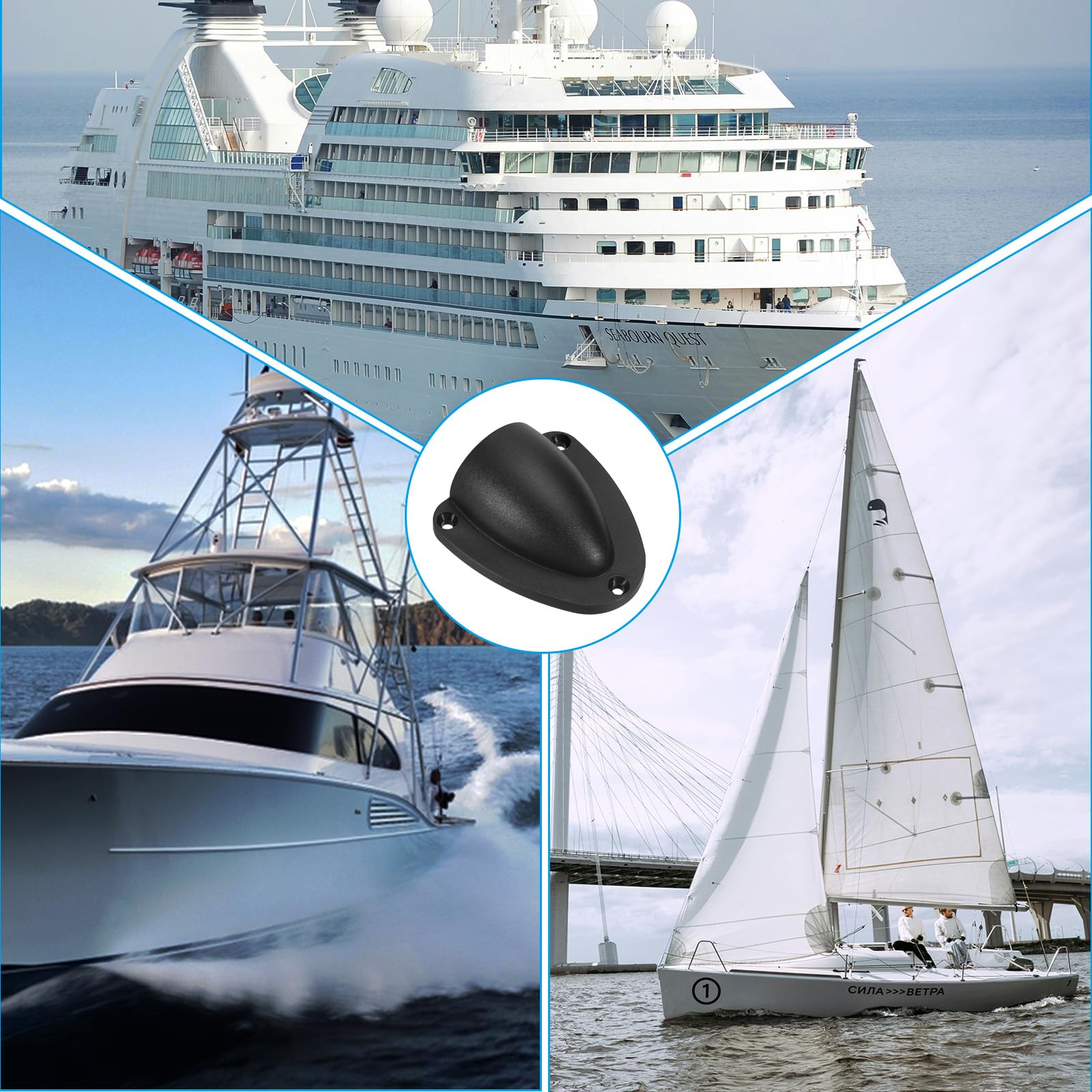 PATIKIL 2-29/32" Coperchio di Sfiato per Cavo in Nylon Marino, 2pz Tappo di Sfiato in Plastica a Conchiglia con Viti di Installazione per Yacht, Nero