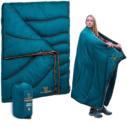 Wise Owl Outfitters Camping Blanket, Packable Puffy Quilt